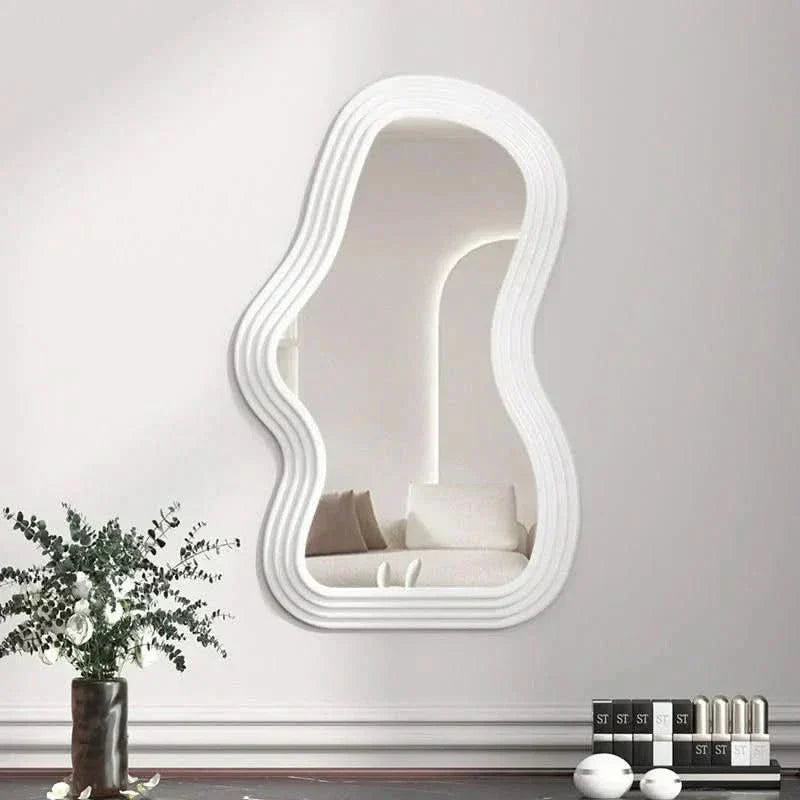 White Round Hanging Wall Mirror for Living Room