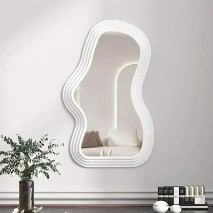 White Round Hanging Wall Mirror for Living Room