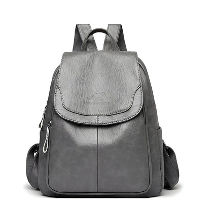 Classic Brown Leather Ladies Backpack