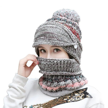 Soft Winter Beanie Scarf Set with Fleece Lining