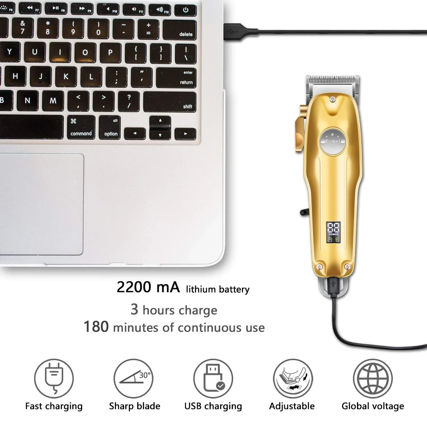 Premium Mens Grooming Clippers Gold Kit