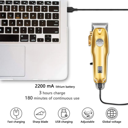 Premium Mens Grooming Clippers Gold Kit