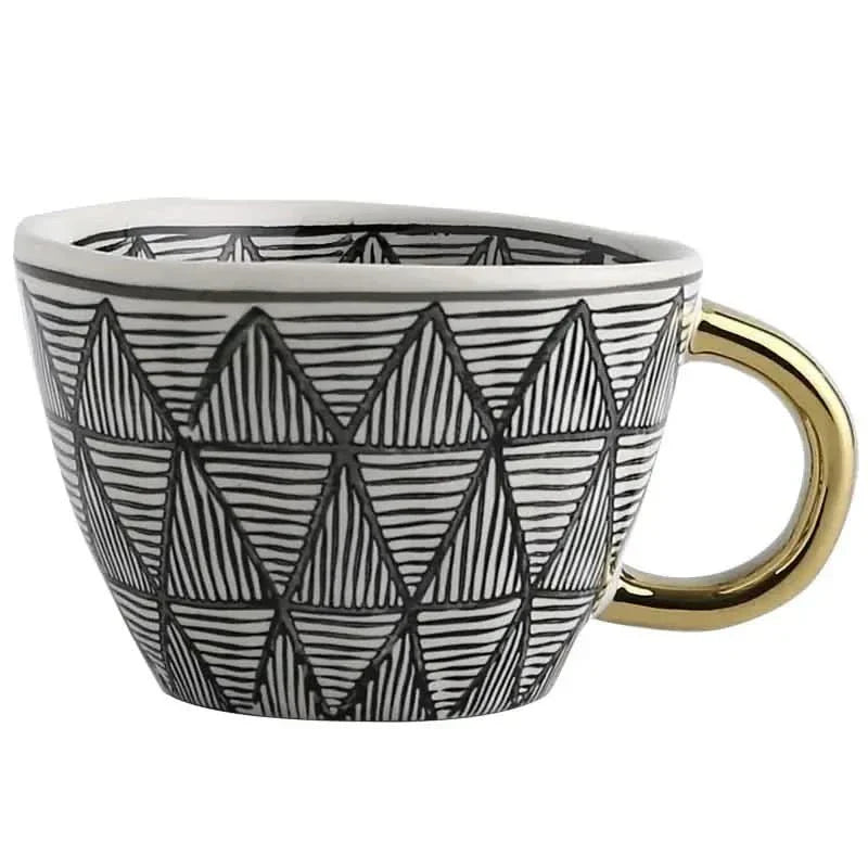 Unique Artisan Ceramic Coffee Mug with Gold Accent