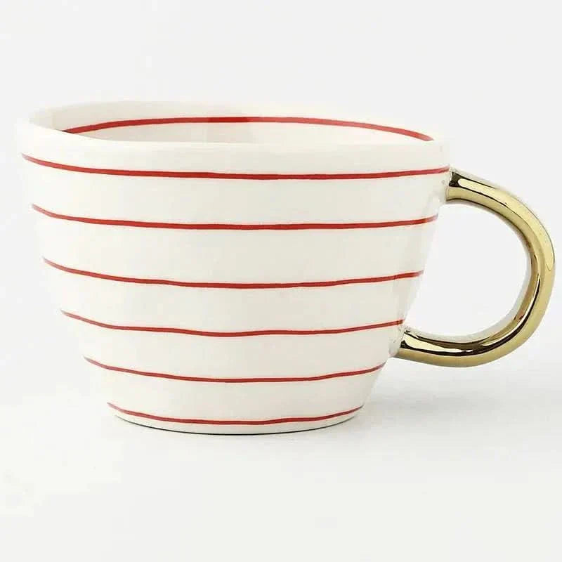 Unique Artisan Ceramic Coffee Mug with Gold Accent