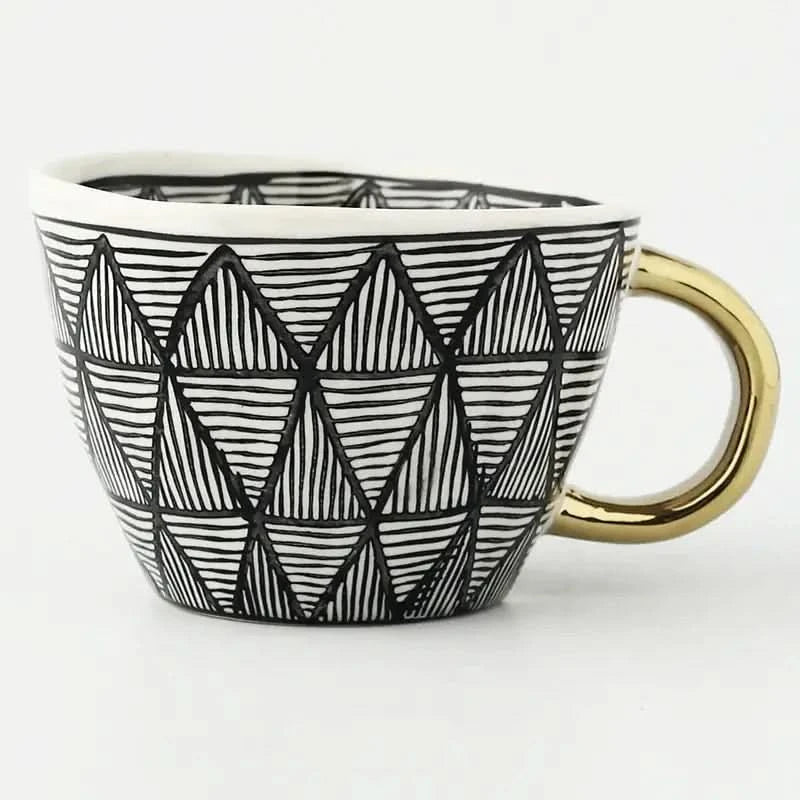 Unique Artisan Ceramic Coffee Mug with Gold Accent - Befez