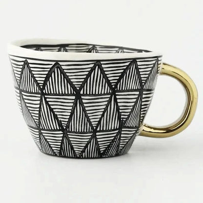 Unique Artisan Ceramic Coffee Mug with Gold Accent - Befez