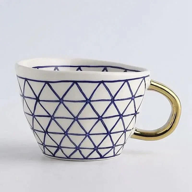 Unique Artisan Ceramic Coffee Mug with Gold Accent