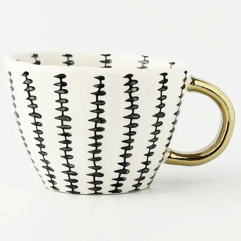 Unique Artisan Ceramic Coffee Mug with Gold Accent