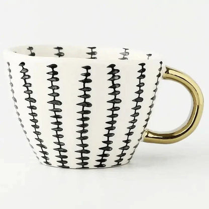 Unique Artisan Ceramic Coffee Mug with Gold Accent