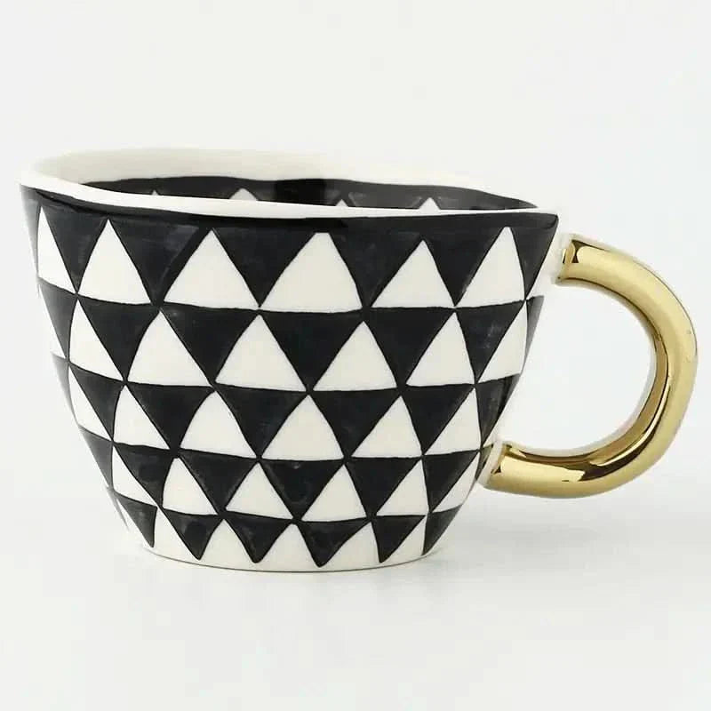 Unique Artisan Ceramic Coffee Mug with Gold Accent