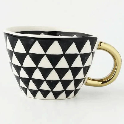Unique Artisan Ceramic Coffee Mug with Gold Accent