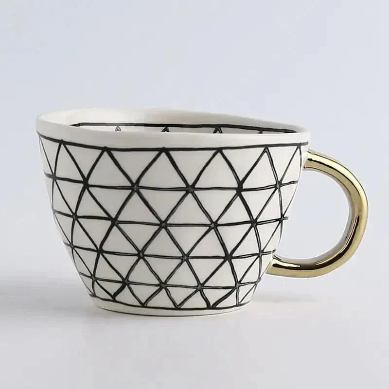 Unique Artisan Ceramic Coffee Mug with Gold Accent