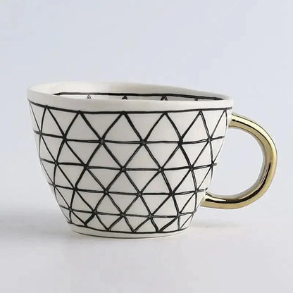 Unique Artisan Ceramic Coffee Mug with Gold Accent