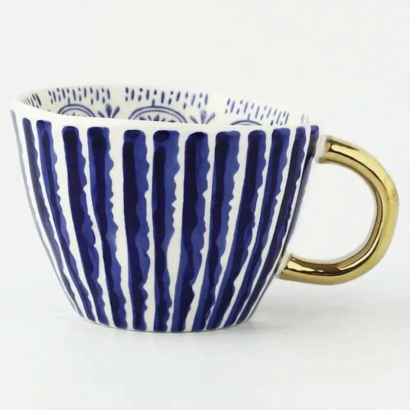 Unique Artisan Ceramic Coffee Mug with Gold Accent