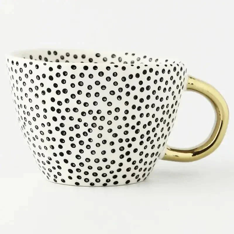 Unique Artisan Ceramic Coffee Mug with Gold Accent