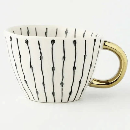 Unique Artisan Ceramic Coffee Mug with Gold Accent