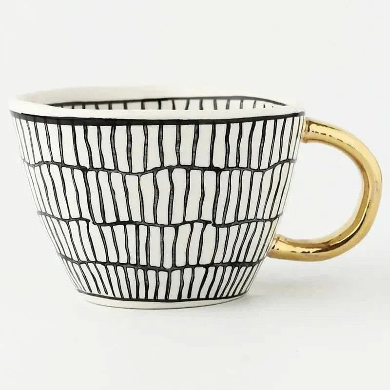 Unique Artisan Ceramic Coffee Mug with Gold Accent