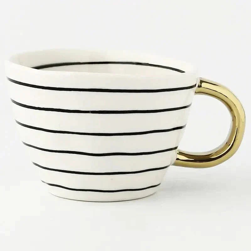 Unique Artisan Ceramic Coffee Mug with Gold Accent