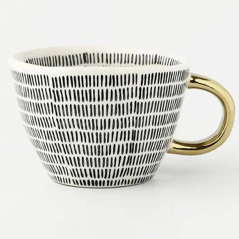 Unique Artisan Ceramic Coffee Mug with Gold Accent