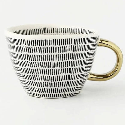 Unique Artisan Ceramic Coffee Mug with Gold Accent