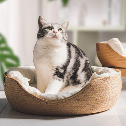 Cozy Plush Cat Bed - Soft Snooze Pillow