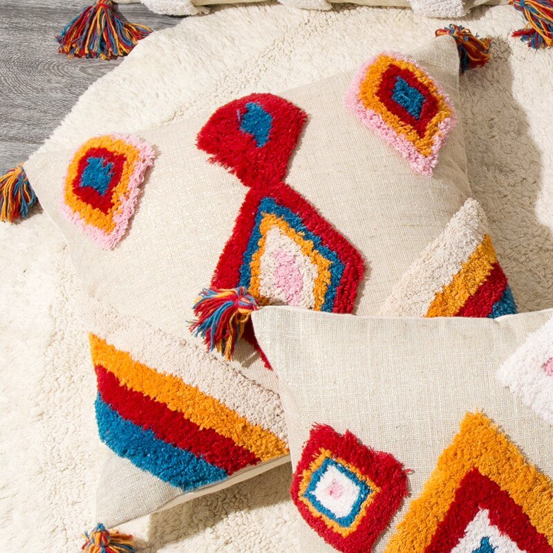Colorful Moroccan Throw Pillow in Bohemian Style