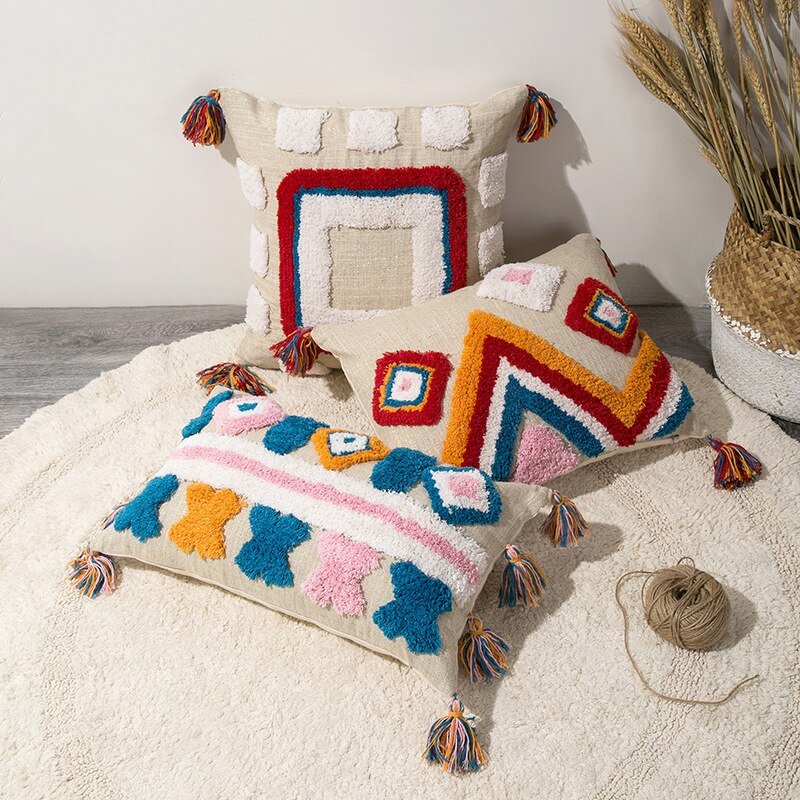 Colorful Moroccan Throw Pillow in Bohemian Style