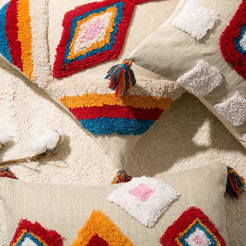 Colorful Moroccan Throw Pillow in Bohemian Style