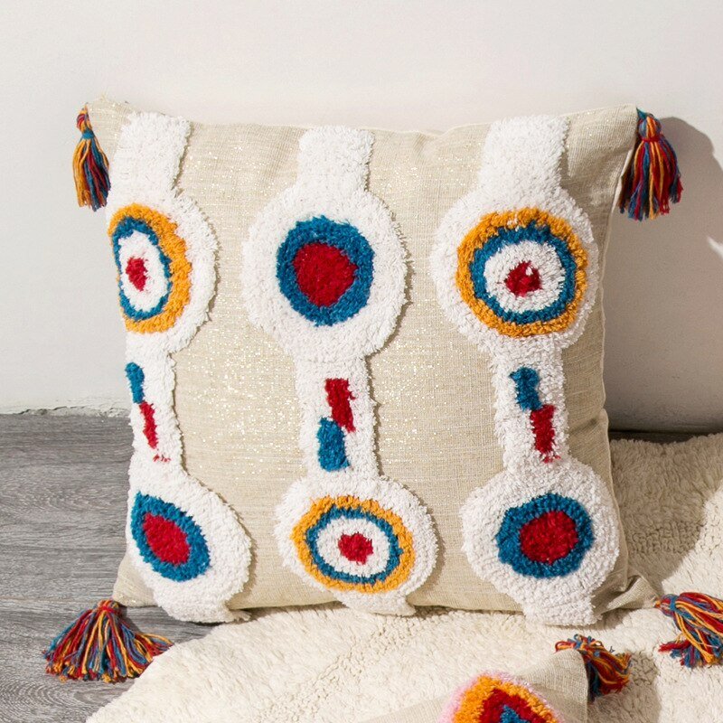 Colorful Moroccan Throw Pillow in Bohemian Style - Befez