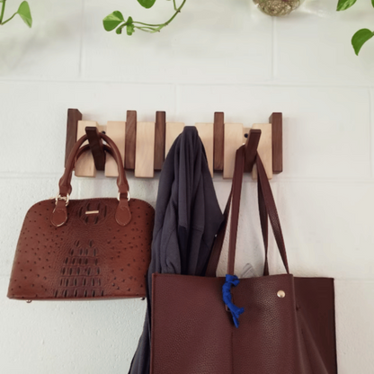 Rustic Wood Clothing Hook Rack