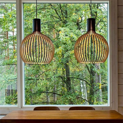 Rustic Wooden Hanging Lamp
