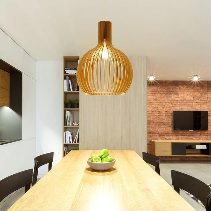 Rustic Wooden Hanging Lamp