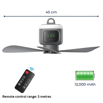 Rechargeable Ceiling Fan with LED Light
