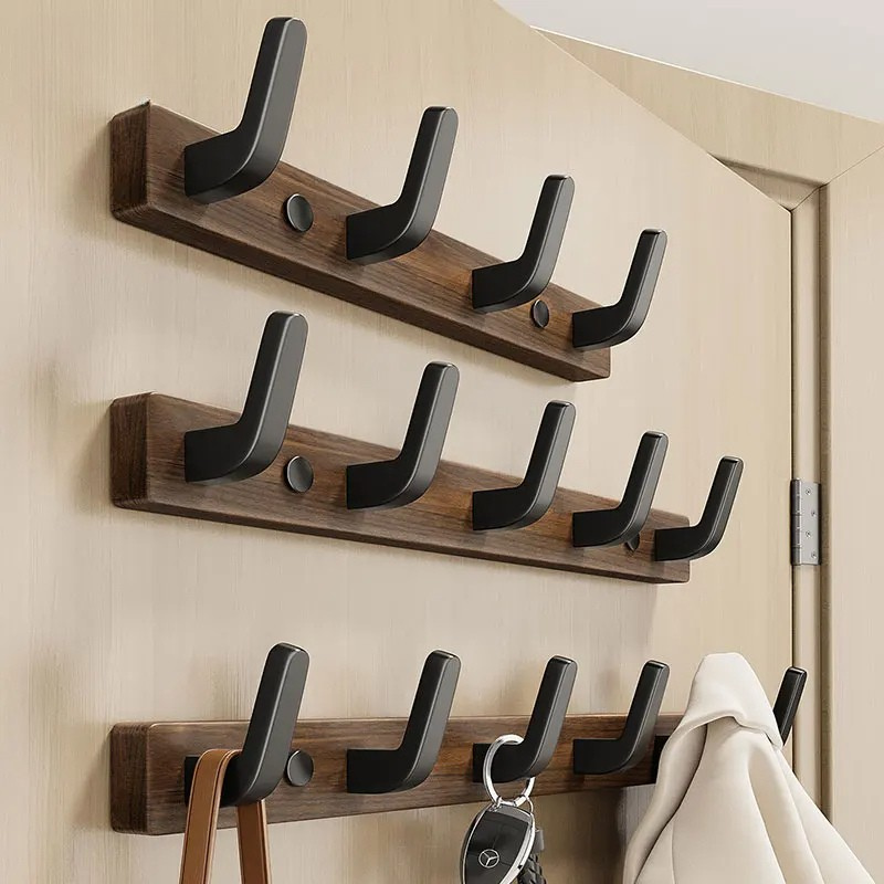 Simple Wooden Coat Rack with Metal Hook - Befez