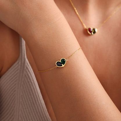 Timeless Birthstone Heart Necklace Set