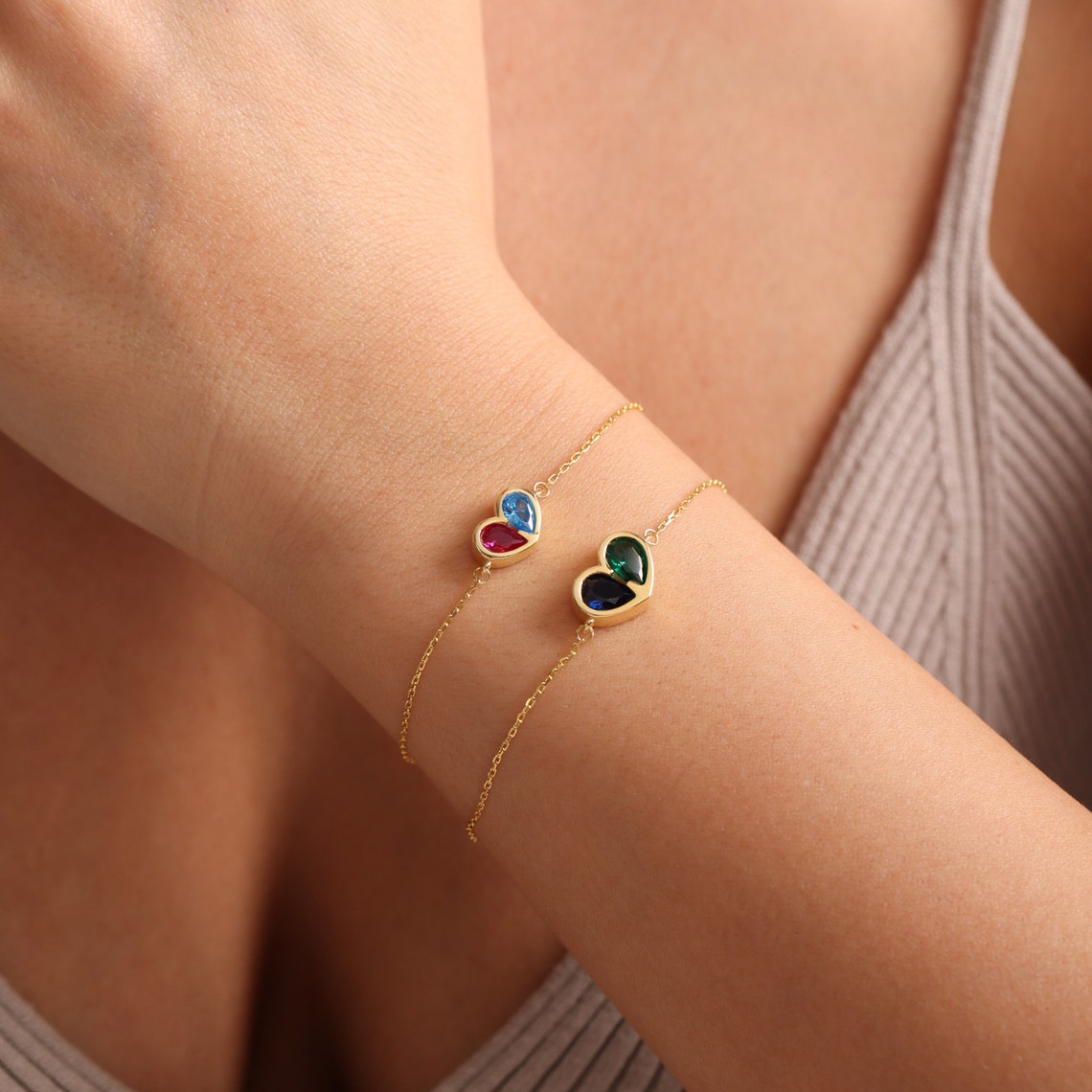 Timeless Birthstone Heart Necklace Set