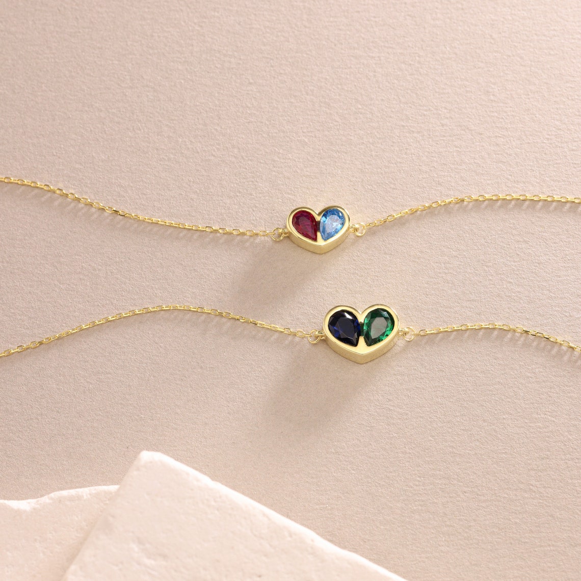 Timeless Birthstone Heart Necklace Set