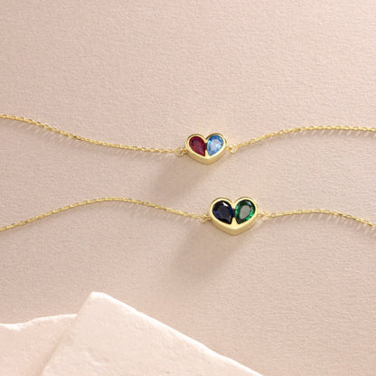 Timeless Birthstone Heart Necklace Set