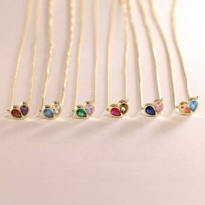 Timeless Birthstone Heart Necklace Set
