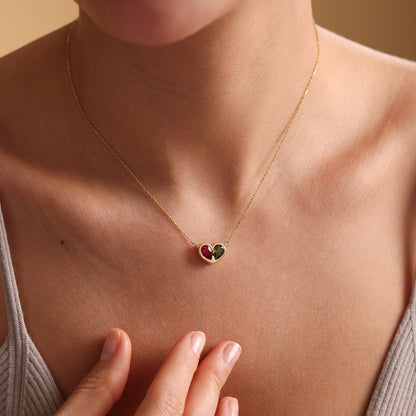 Timeless Birthstone Heart Necklace Set