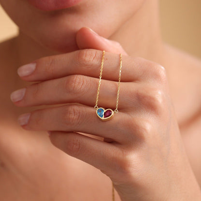 Timeless Birthstone Heart Necklace Set