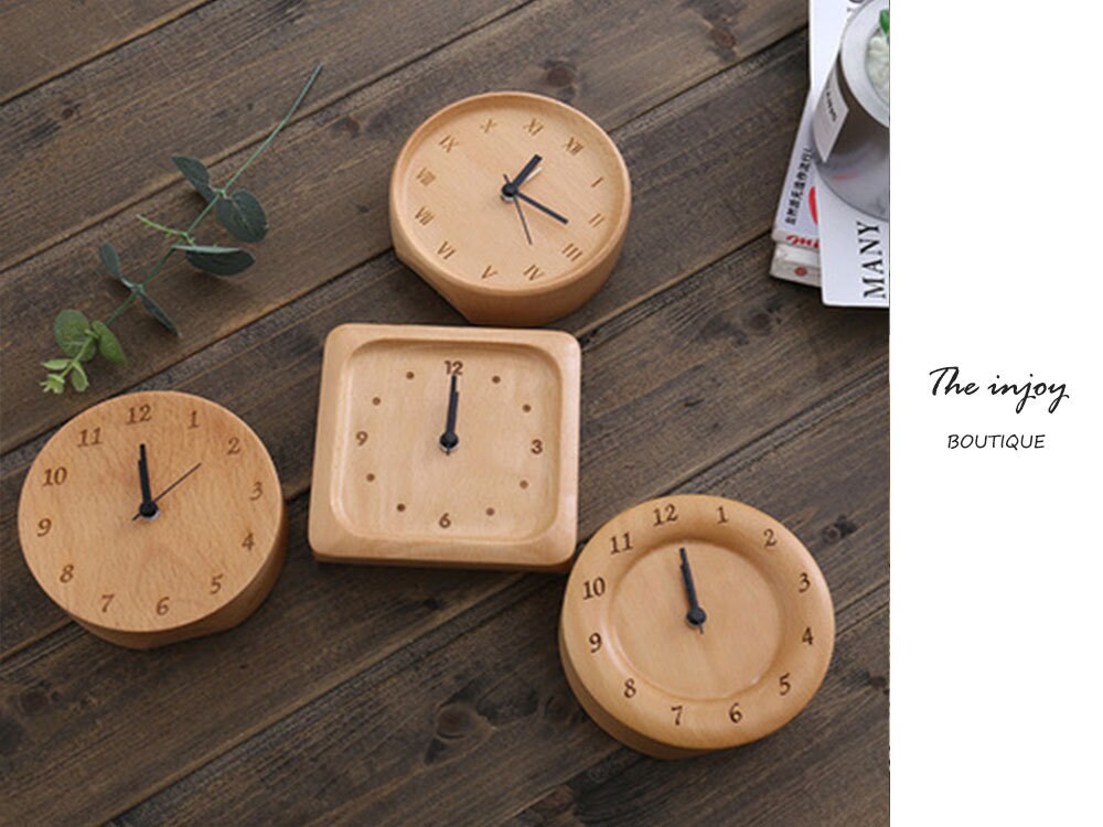 Compact Wooden Digital Clock for Bedside Table