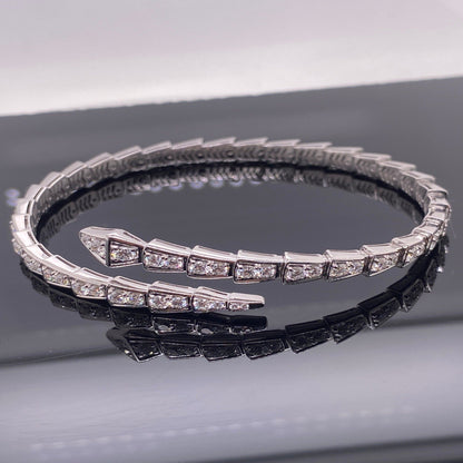 Elegant Snake Bracelet with Sparkling Silver Finish