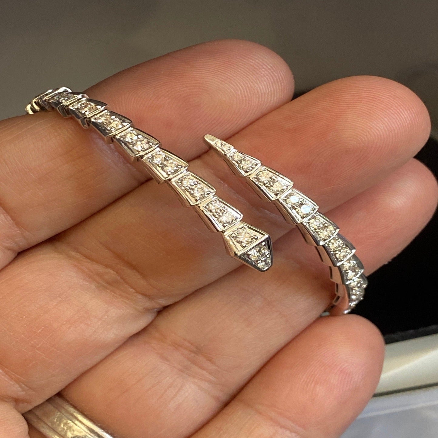 Elegant Snake Bracelet with Sparkling Silver Finish