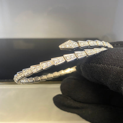 Elegant Snake Bracelet with Sparkling Silver Finish