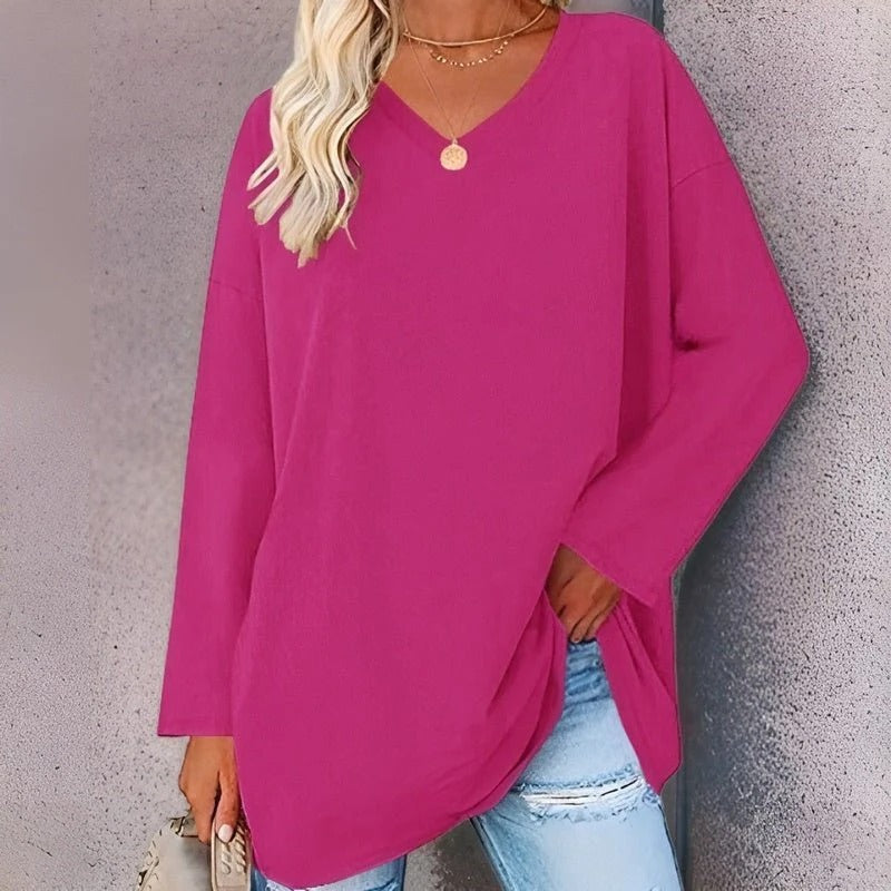 Stylish V Neck Long Sleeve Casual Shirt