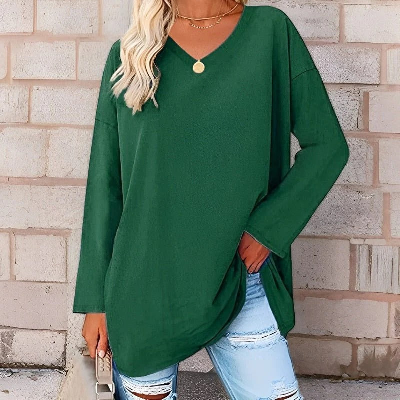 Stylish V Neck Long Sleeve Casual Shirt