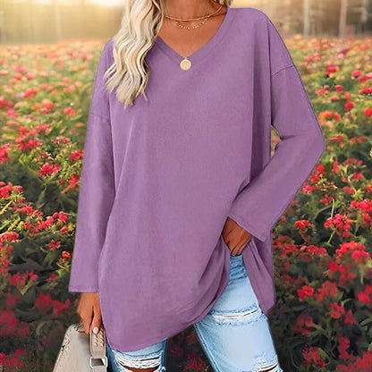 Stylish V Neck Long Sleeve Casual Shirt