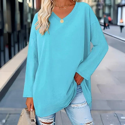Stylish V Neck Long Sleeve Casual Shirt
