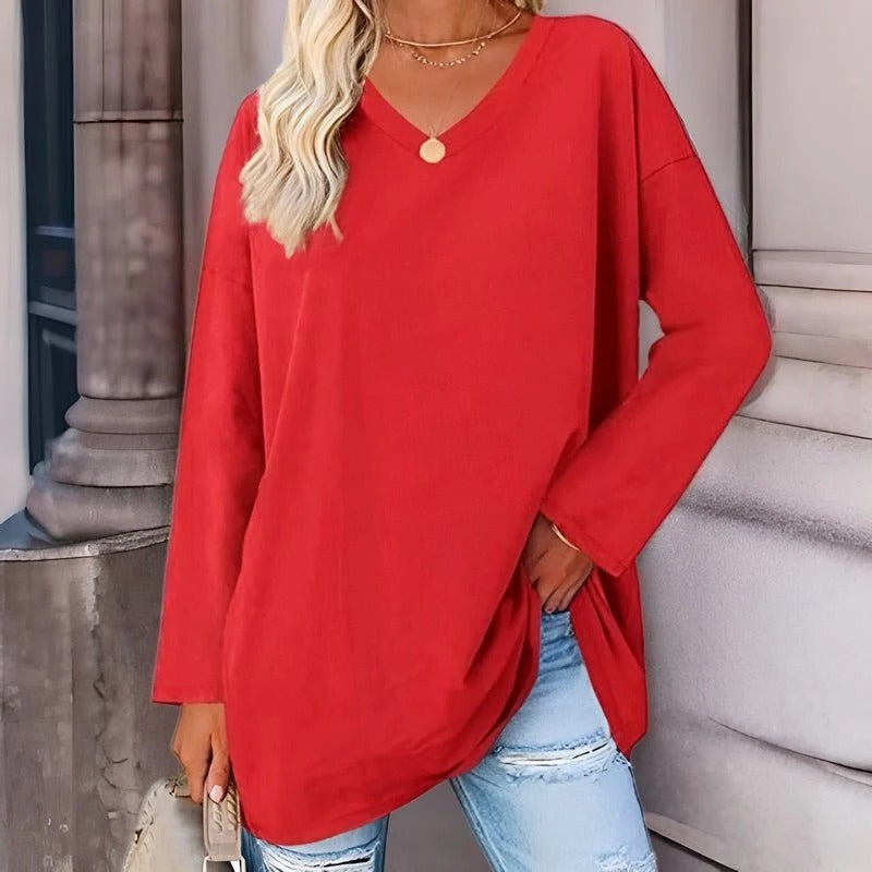 Stylish V Neck Long Sleeve Casual Shirt